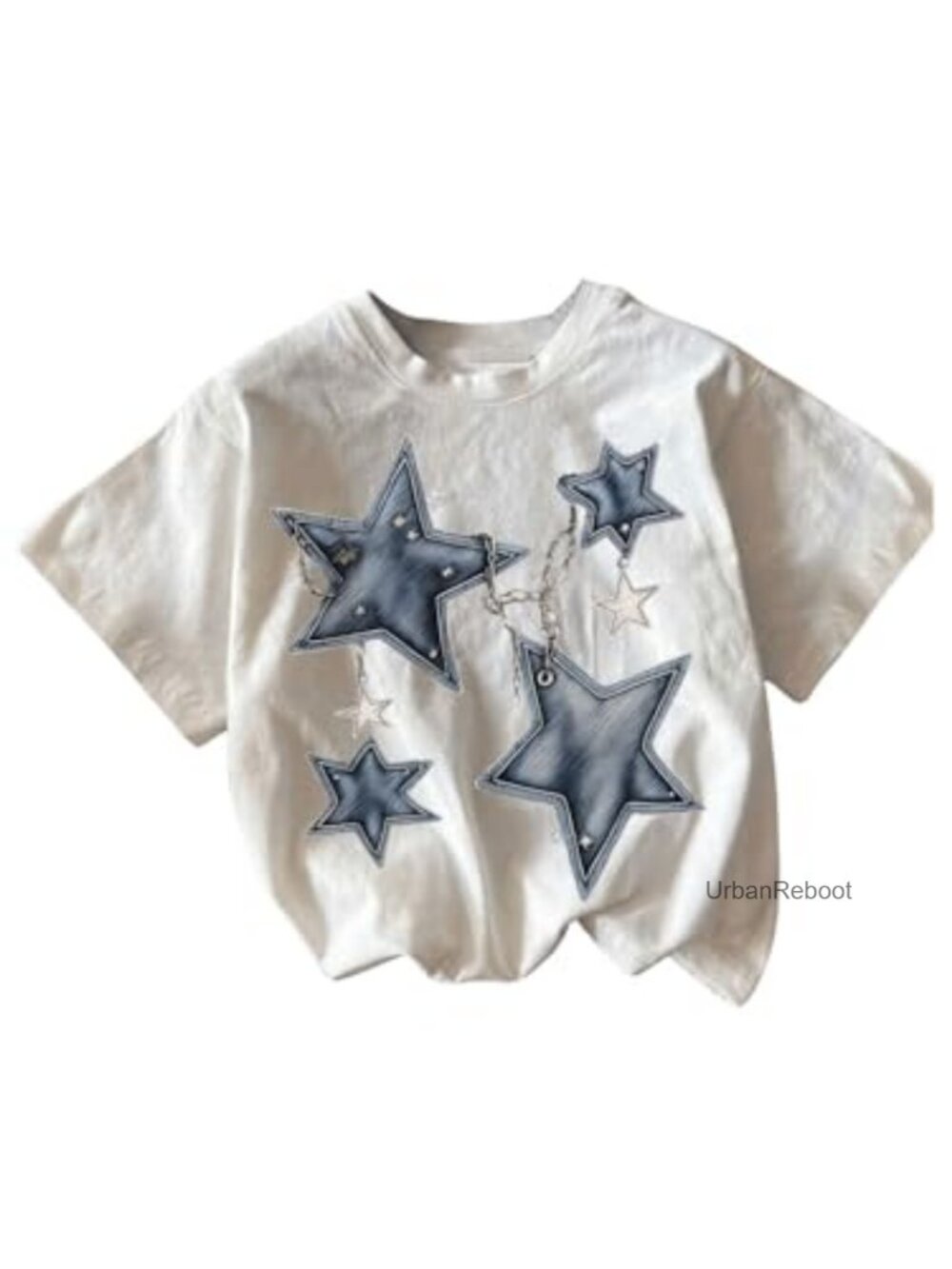 Girls Star Print Short Sleeve Graphic Tee Top Casual Summer Shirt